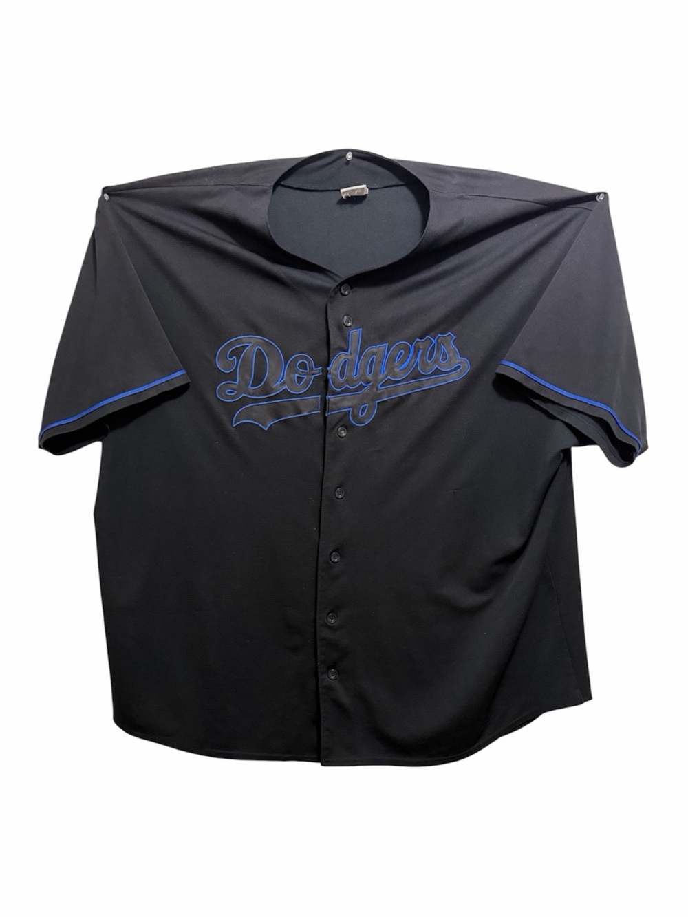 Majestic Black Dodgers Button-Front Jersey with Blue Trim